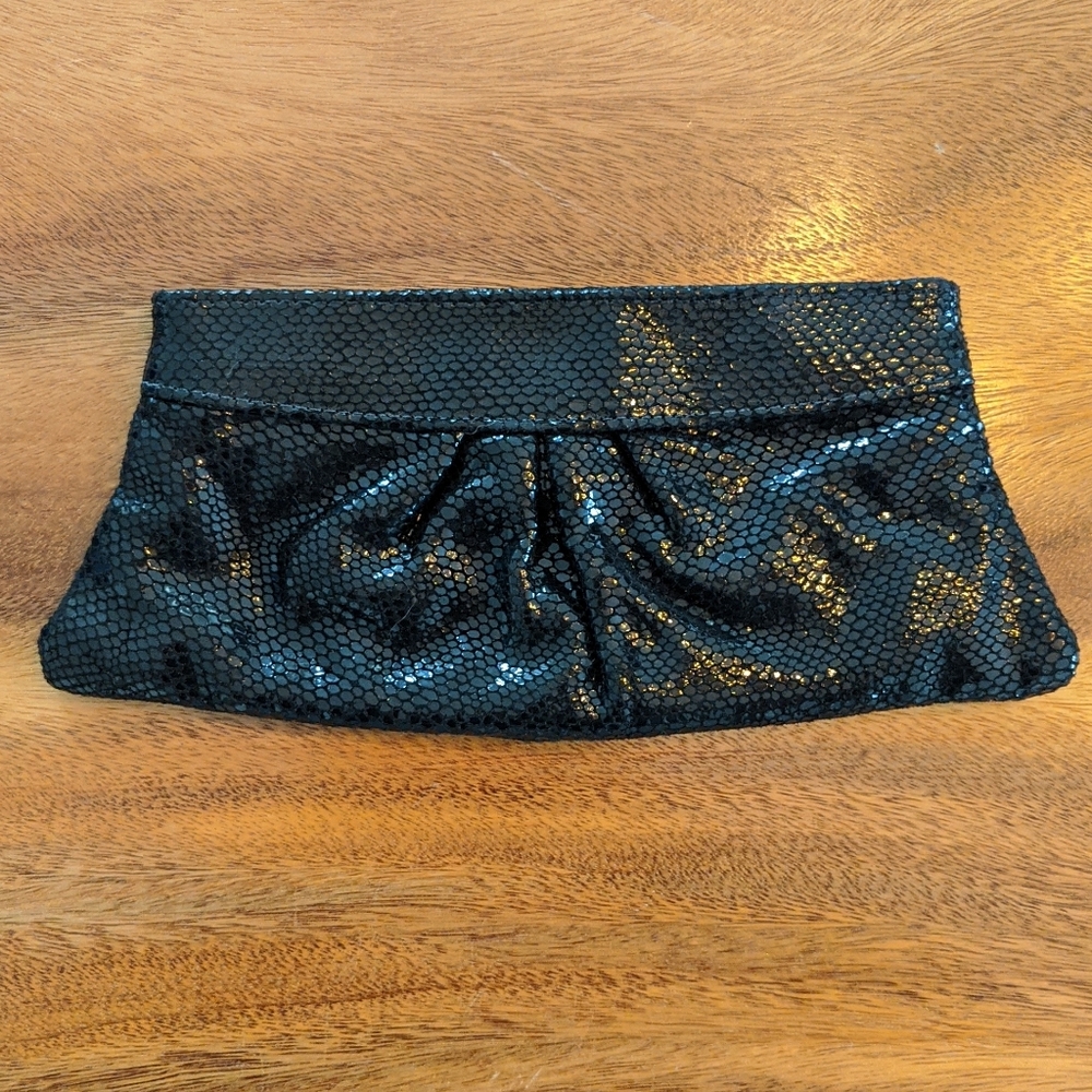 Lauren Merkin black snakeskin clutch